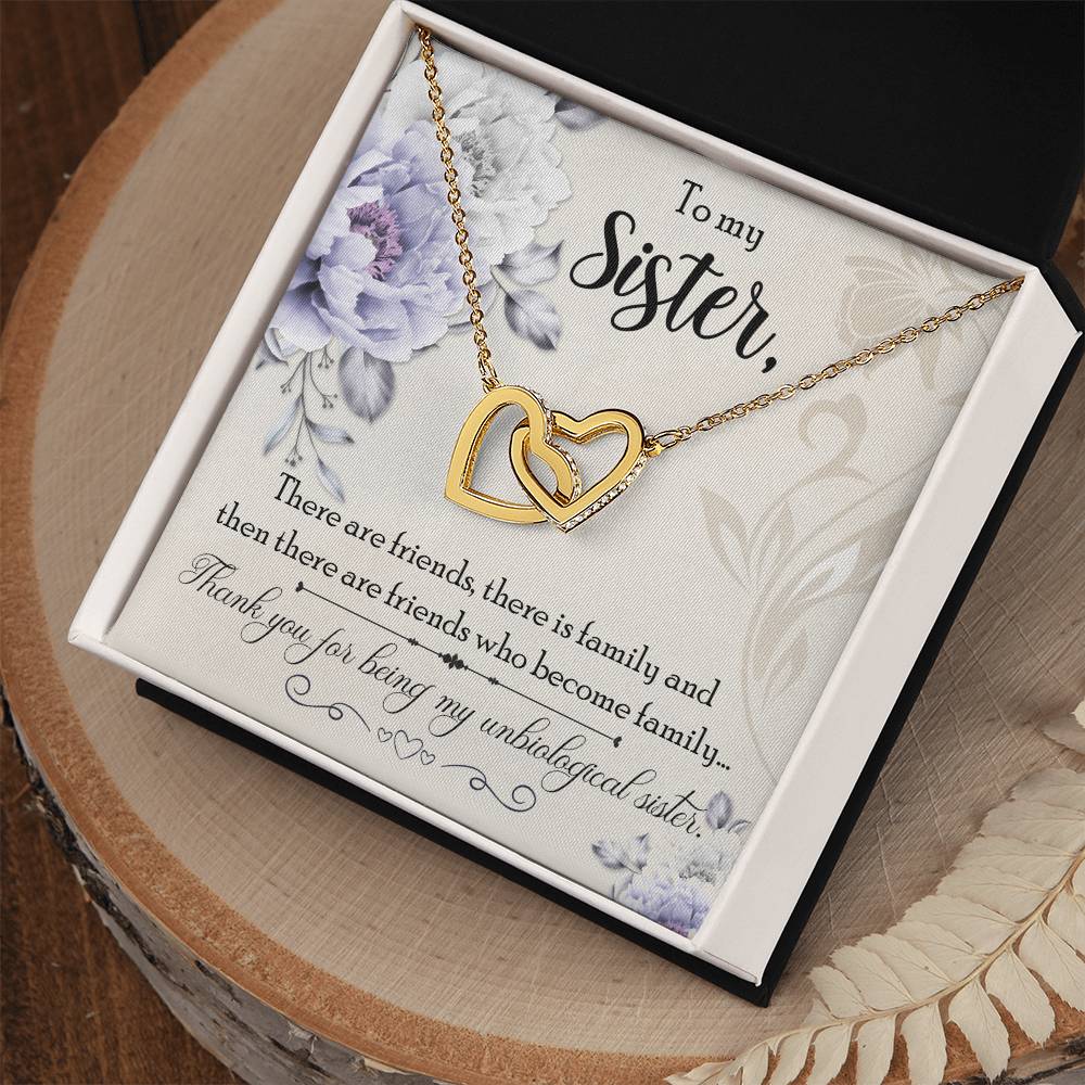Gift For Sister - My Unbiological Sister Necklace Interlocking Hearts Necklace