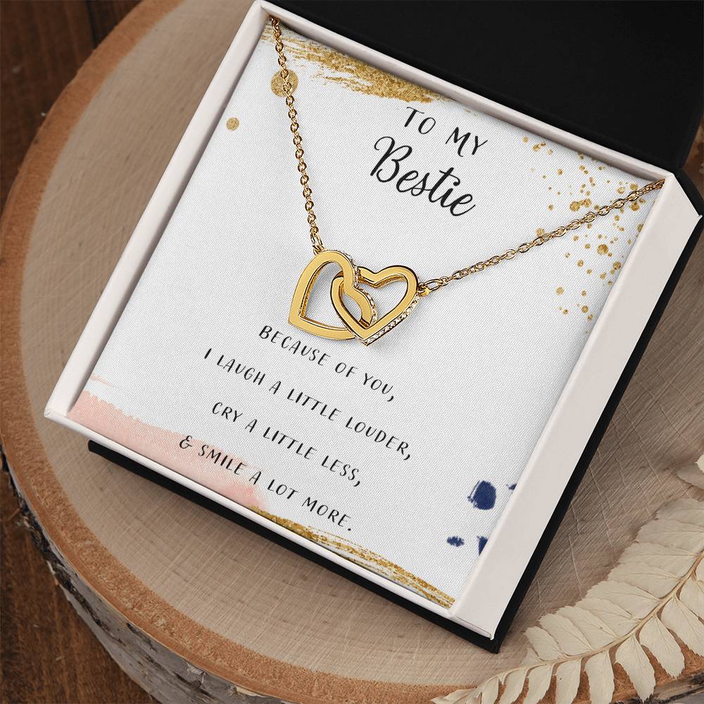 To My Bestie No Matter What We Do Interlocking Hearts Necklace