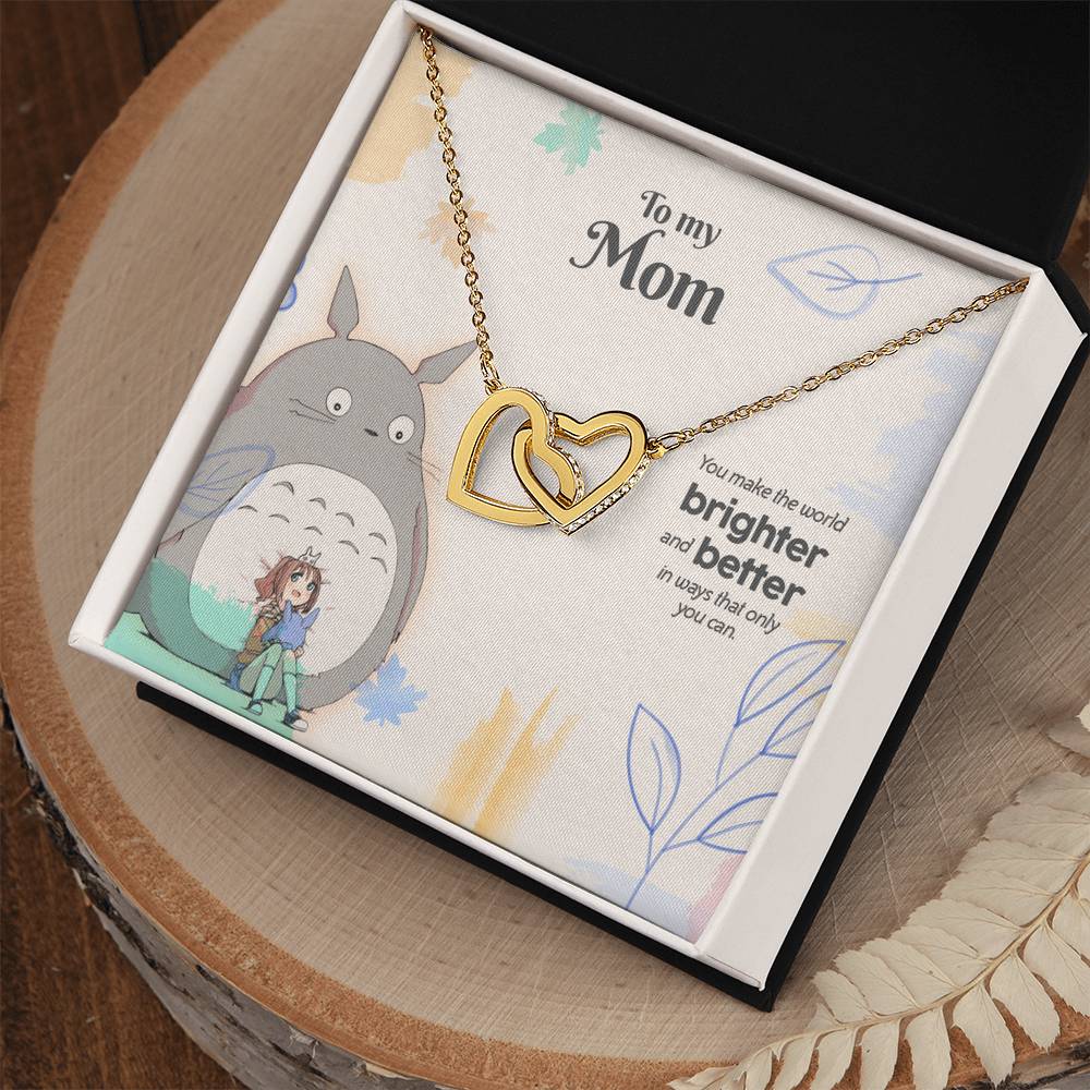 You Make The World Brighter & Better - Interlocked Hearts Necklace Tm2V6 Interlocking Hearts Necklace