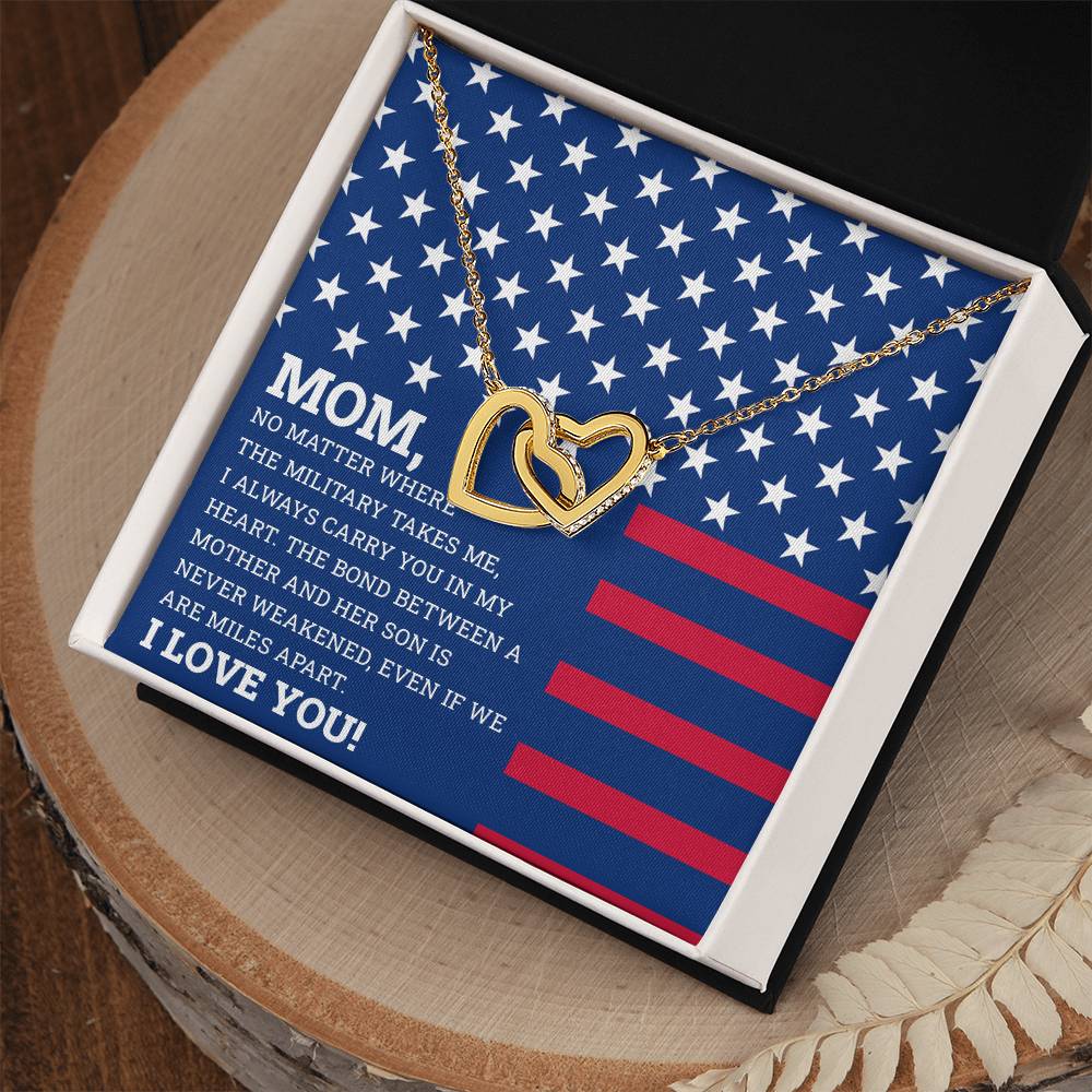 To My Mom - I Love You Message - Tmm06 Interlocking Hearts Necklace