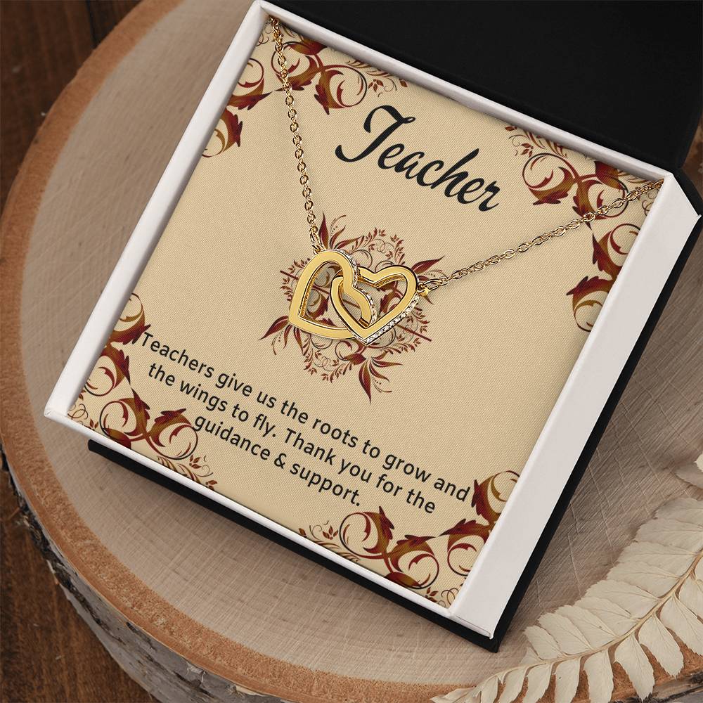 Teacher Gift Interlocking Hearts Necklace