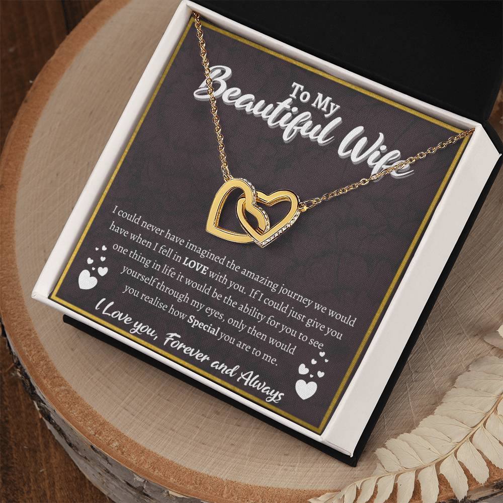 To My Beautiful Wife Interlocked Love Necklace Interlocking Hearts Necklace