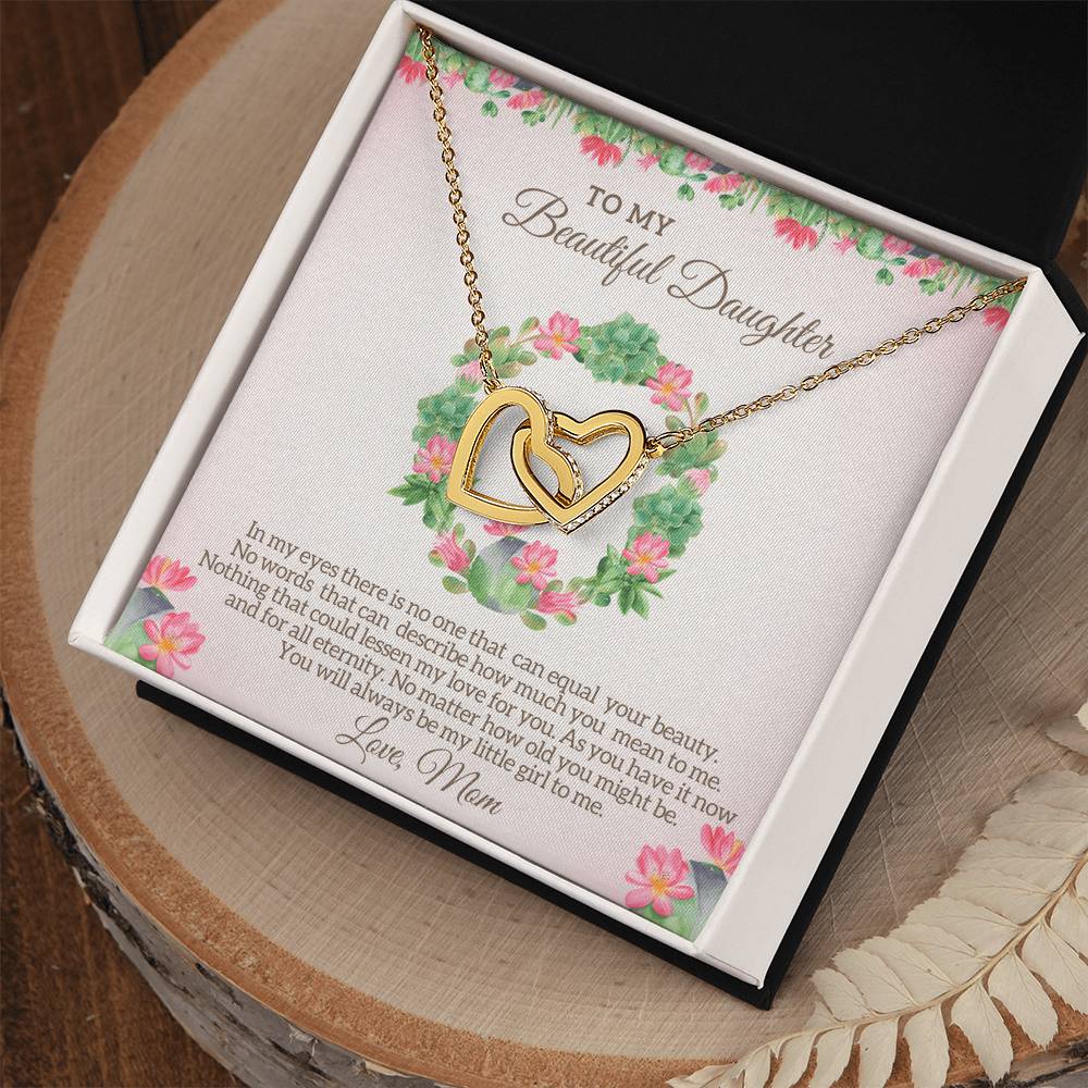 To My Beautiful Daughter - My Little Girl To Me Interlocking Hearts Necklace