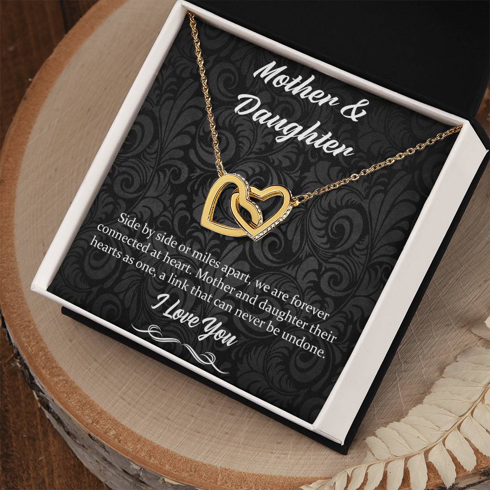 Side By Side Or Miles Apart - Mother & Daughter Interlocking Hearts Necklace