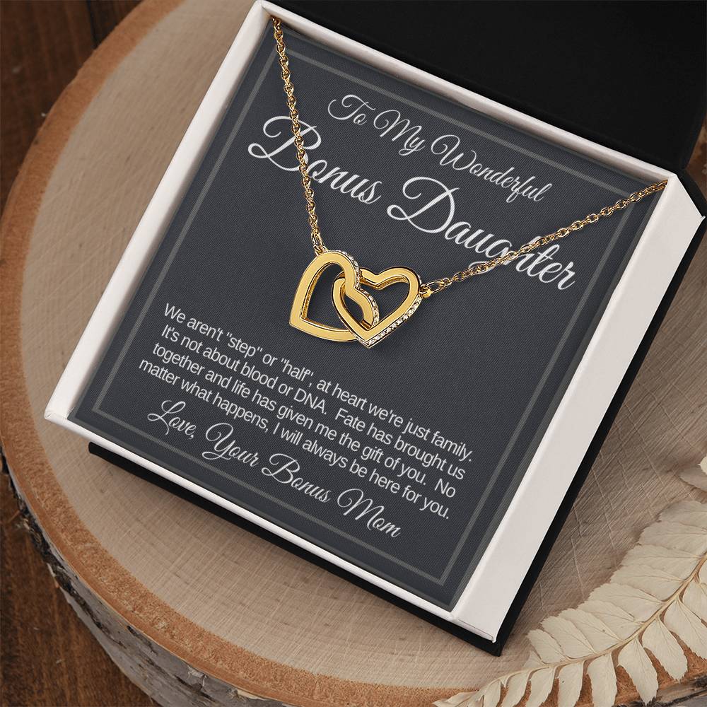 Bonus Daughter Linked Hearts Necklace Gift From Bonus Mom Interlocking Hearts Necklace