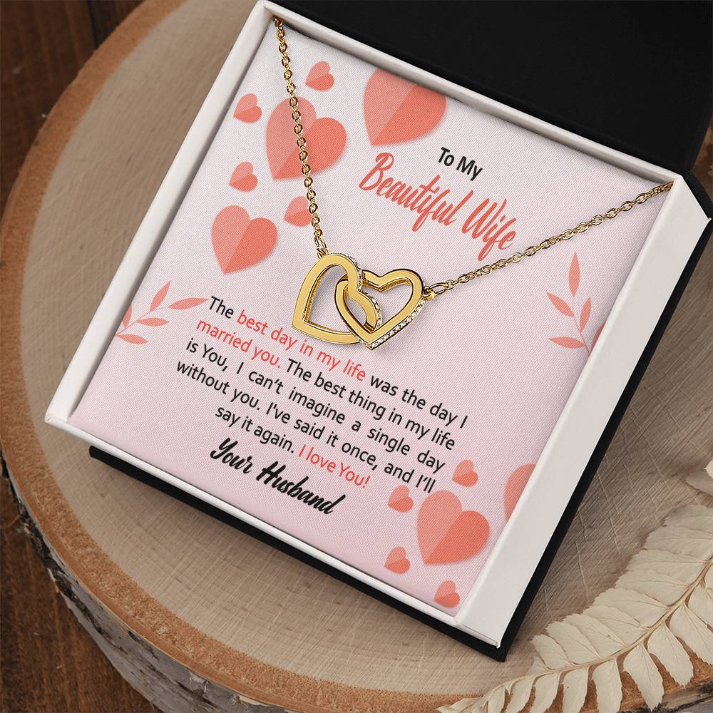 To My Wife Necklace - Anniversary Gift For Wife Birthday Gift For Wife Gift For Wife Necklace For Wife Interlocking Hearts Necklace