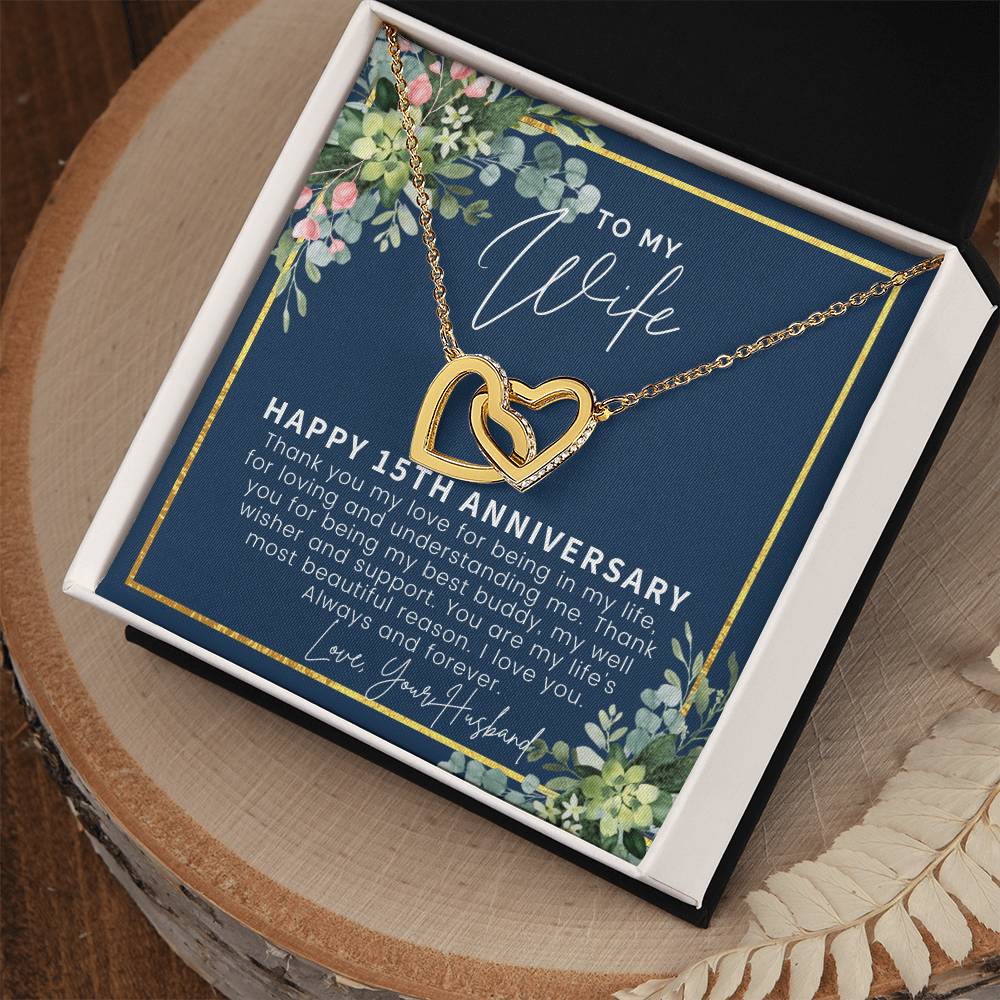 15Th Anniversary Gift For Wife 15 Year Anniversary Gifts 15Th Wedding Anniversary Gift Ideas 15 Year Anniversary Gift For Her Interlocking Hearts Necklace