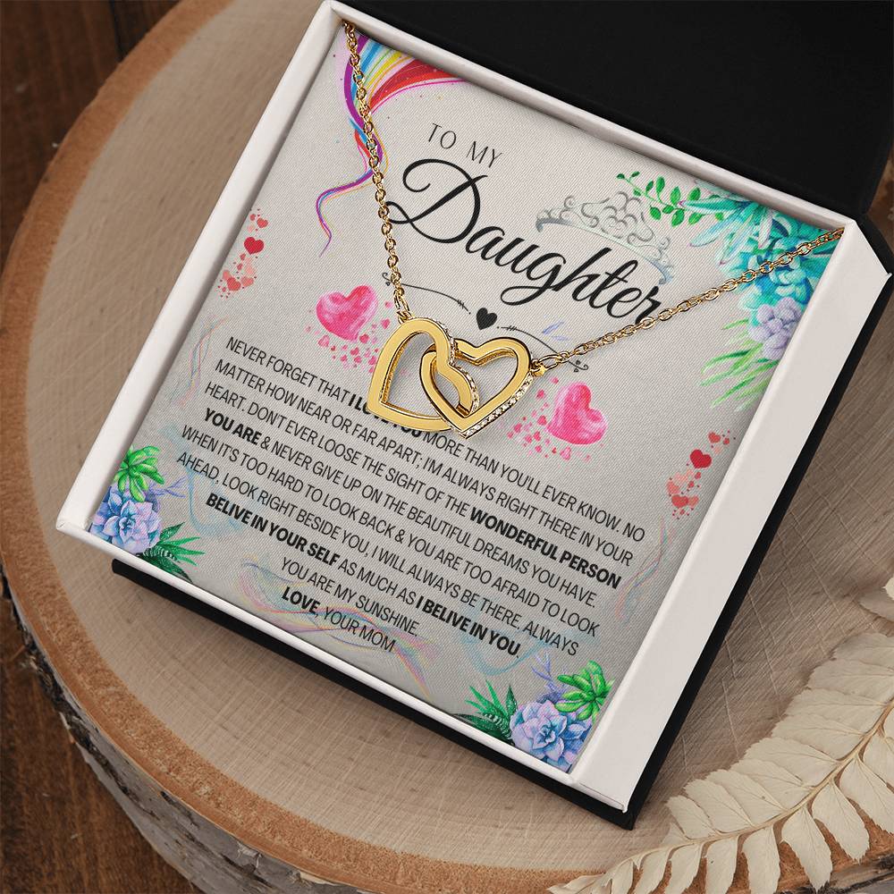 My Daughter - I Love You More Than You'Ll Ever Know Interlocking Hearts Necklace
