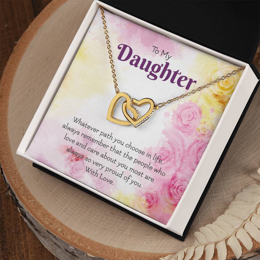 Interlocking Hearts Necklace For Daughter