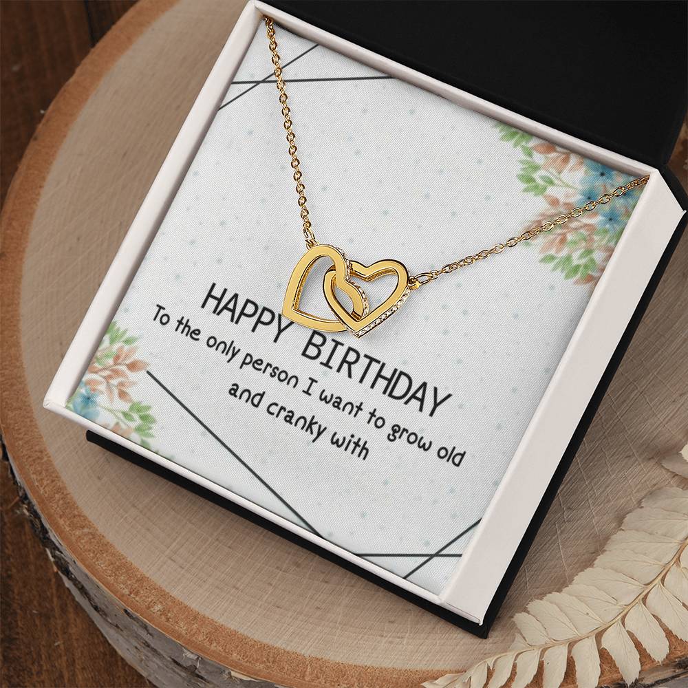 Happy Birthday Interlocking Hearts Necklace