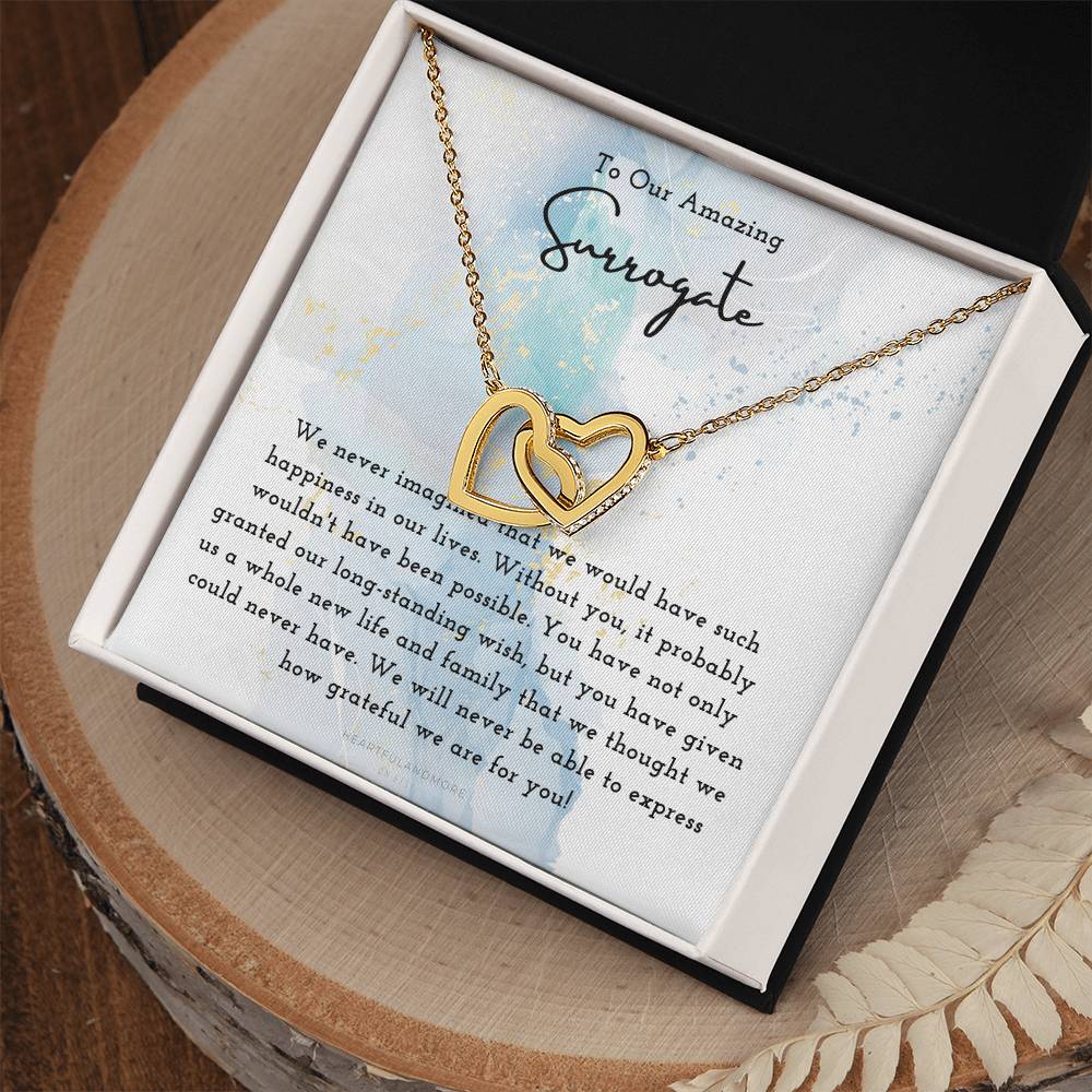 Surrogate Appreciation Gift Surrogate Gift Surrogate Gift With Message Card Surrogate Transfer Day Thank You Gift Interlocking Hearts Necklace