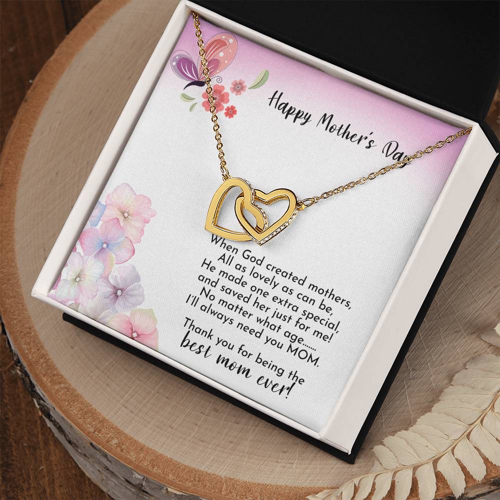 Happy Mother'S Day - Best Mom Ever - Necklace Interlocking Hearts Necklace