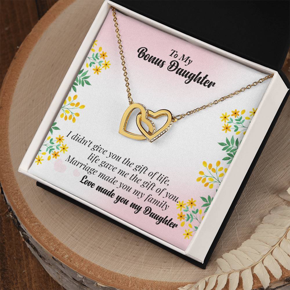 To My Bonus Daughter Interlocking Hearts Necklace