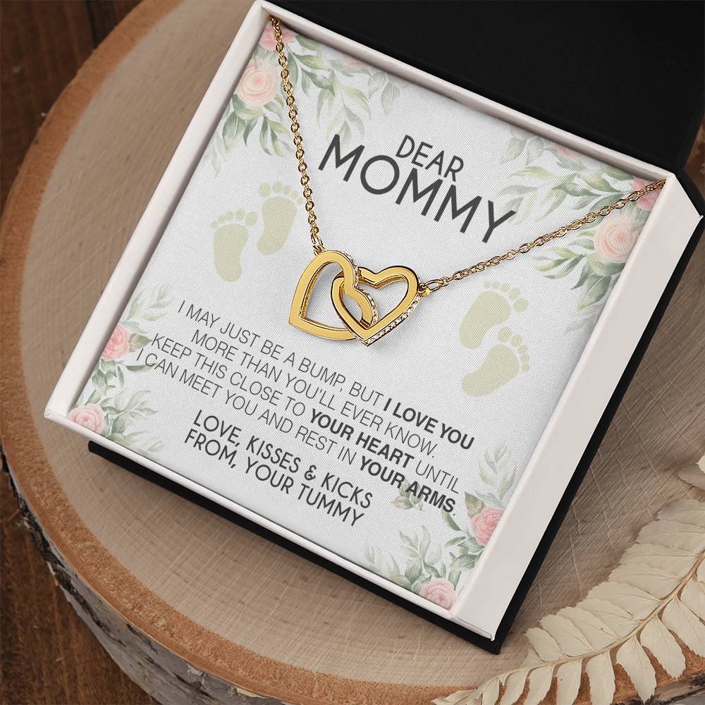 Dear Mommy - Love From Your Tummy- Necklace Interlocking Hearts Necklace