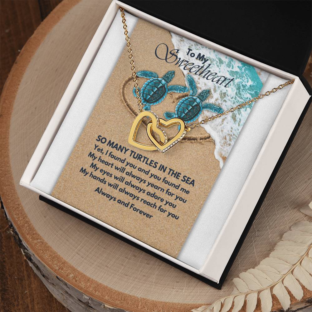 Turtle Love Interlocking Hearts Necklace