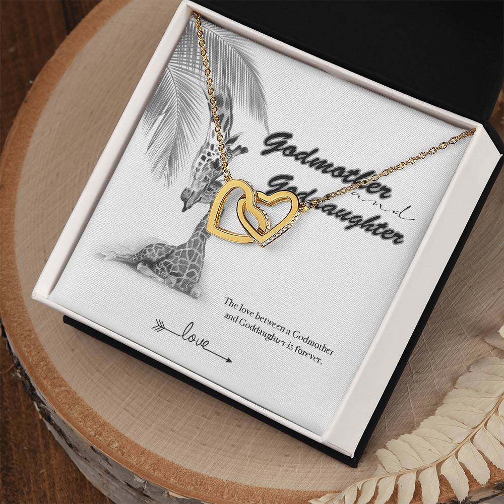 Godmother Goddaughter Gift Necklace Emotional Message Card Cute Giraffe Interlocking Hearts Necklace