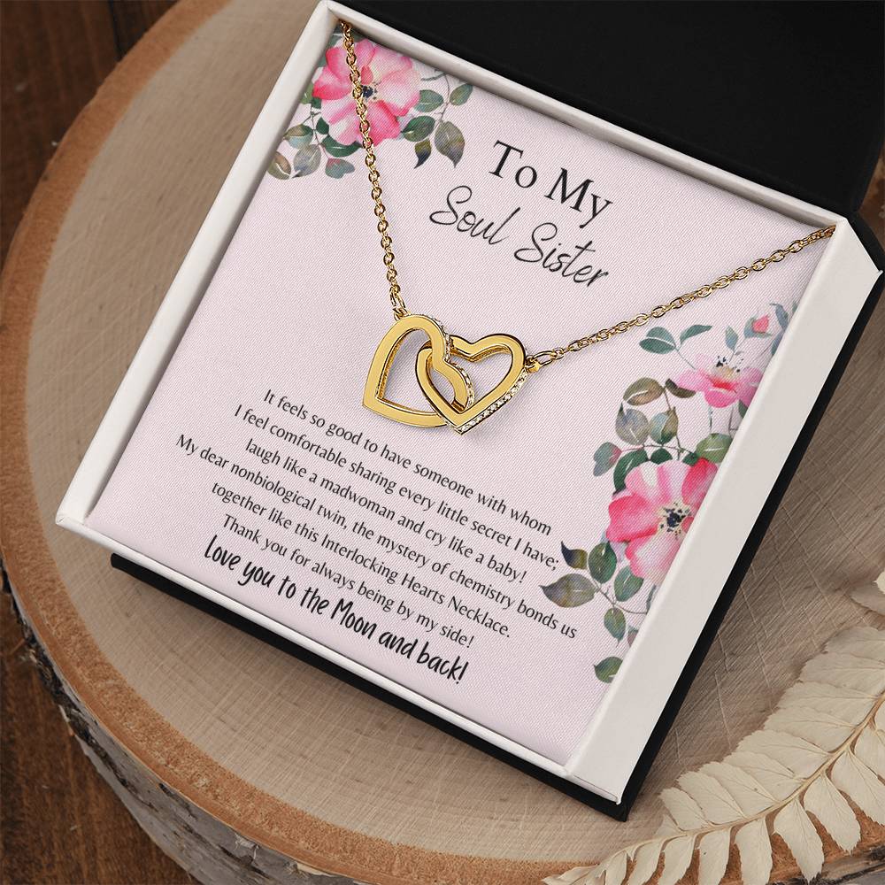 To My Soul Sister Interlocking Hearts Necklace