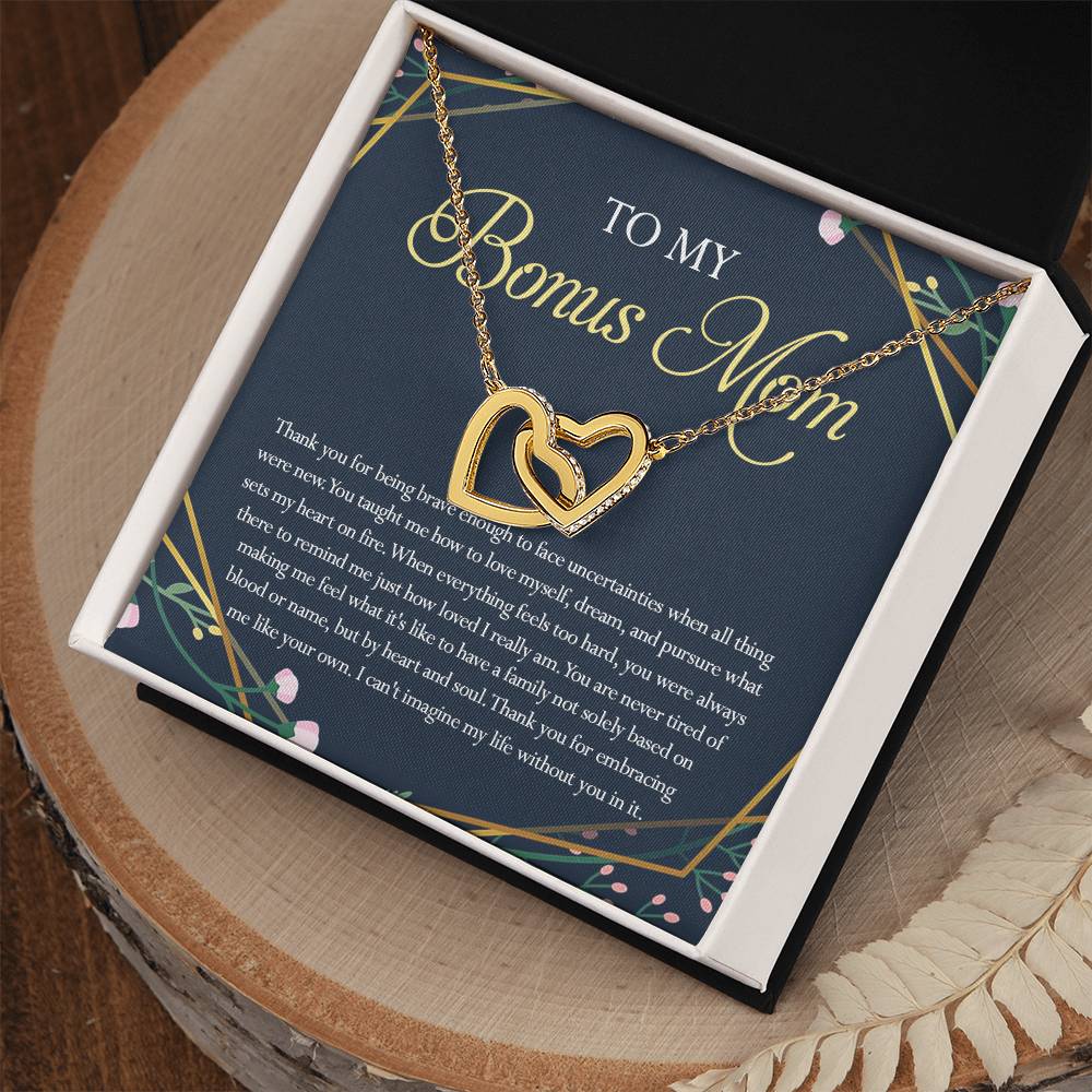 Gift For Bonus Mom Interlocking Hearts Necklace