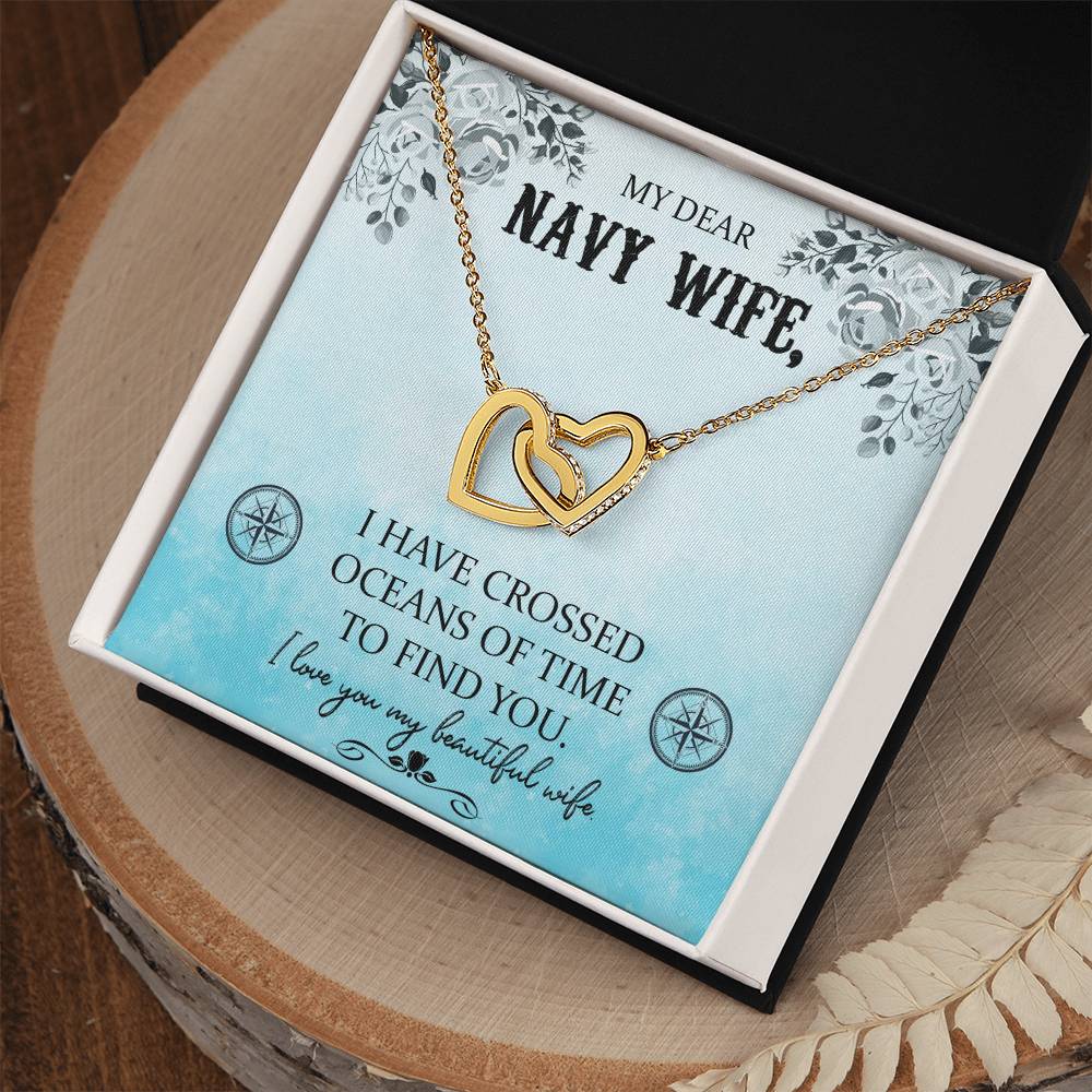 Navy Wife Gift Military Wife Heart Necklace Gift Navy Wife Mothers Day Gift Deployment Gift Deploy Gift Navy Wife Necklace Unique Gifts Interlocking Hearts Necklace