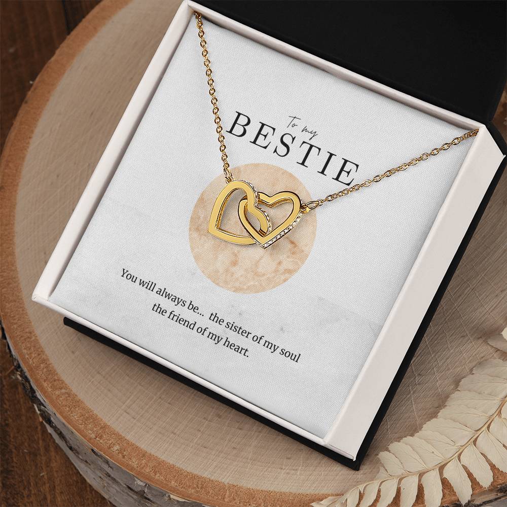 To My Bestie Interlocked Heart Necklace Interlocking Hearts Necklace