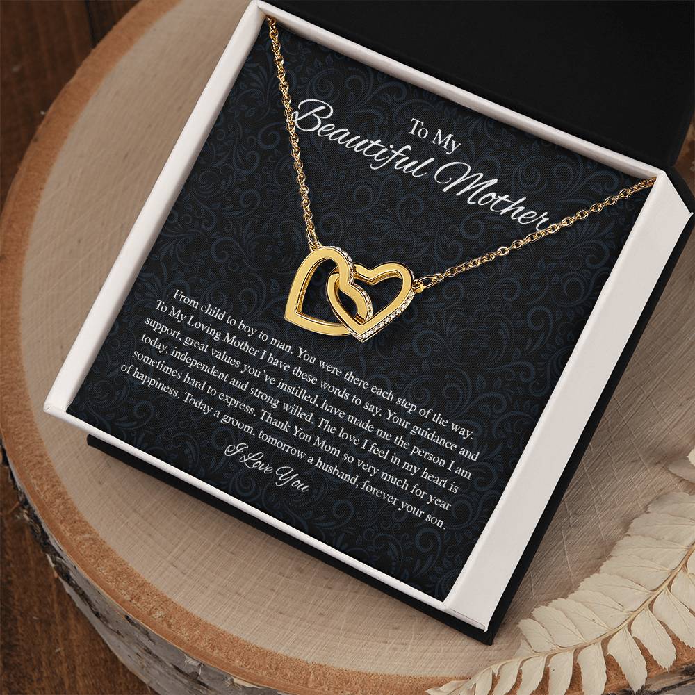 To My Beautiful Mother From Groom Interlocking Hearts Interlocking Hearts Necklace