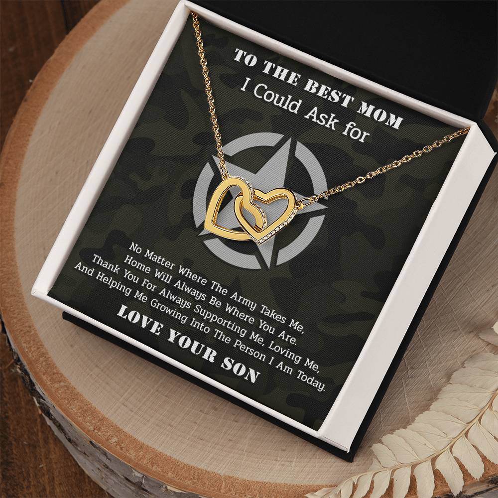 The Best Army Mom - Interlocked Necklace Interlocking Hearts Necklace