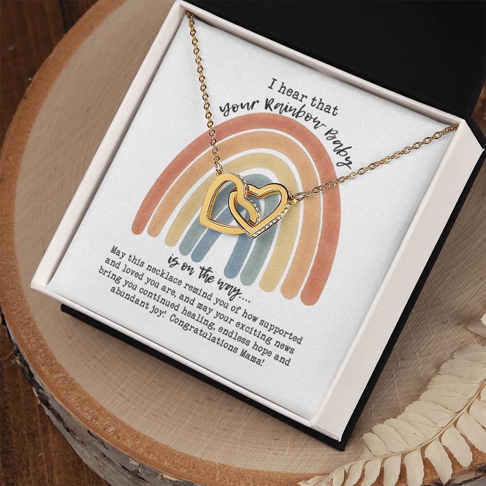Rainbow Baby Necklace Interlocking Hearts Necklace