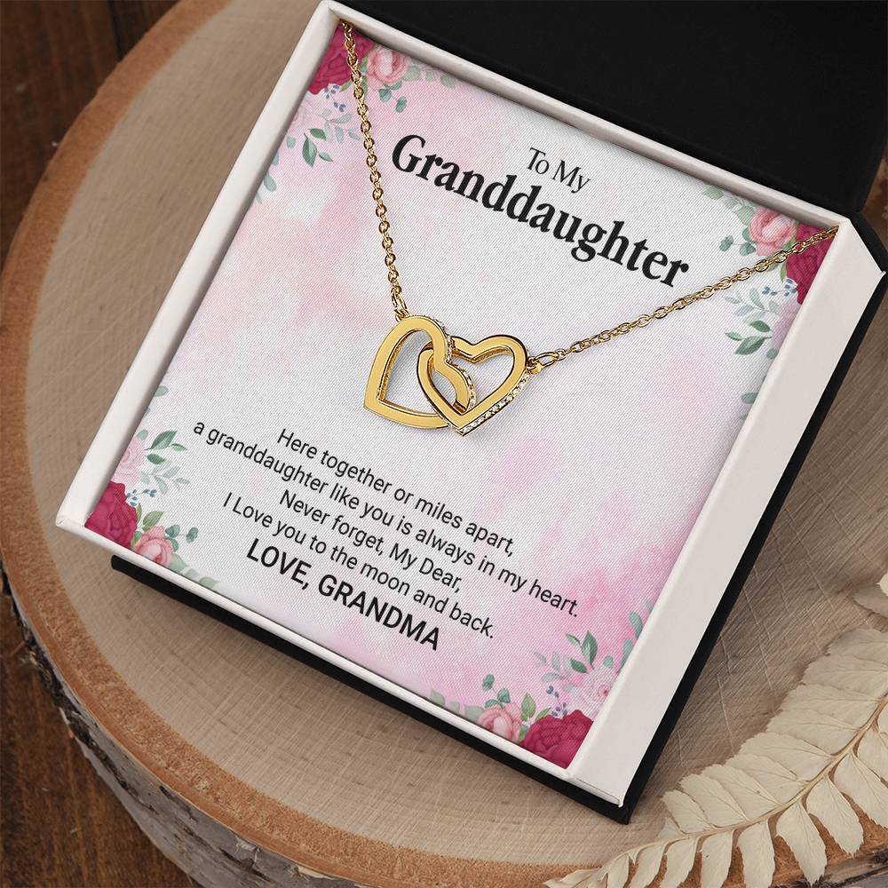 To My Granddaughter-Here Together-Lecklace Interlocking Hearts Necklace