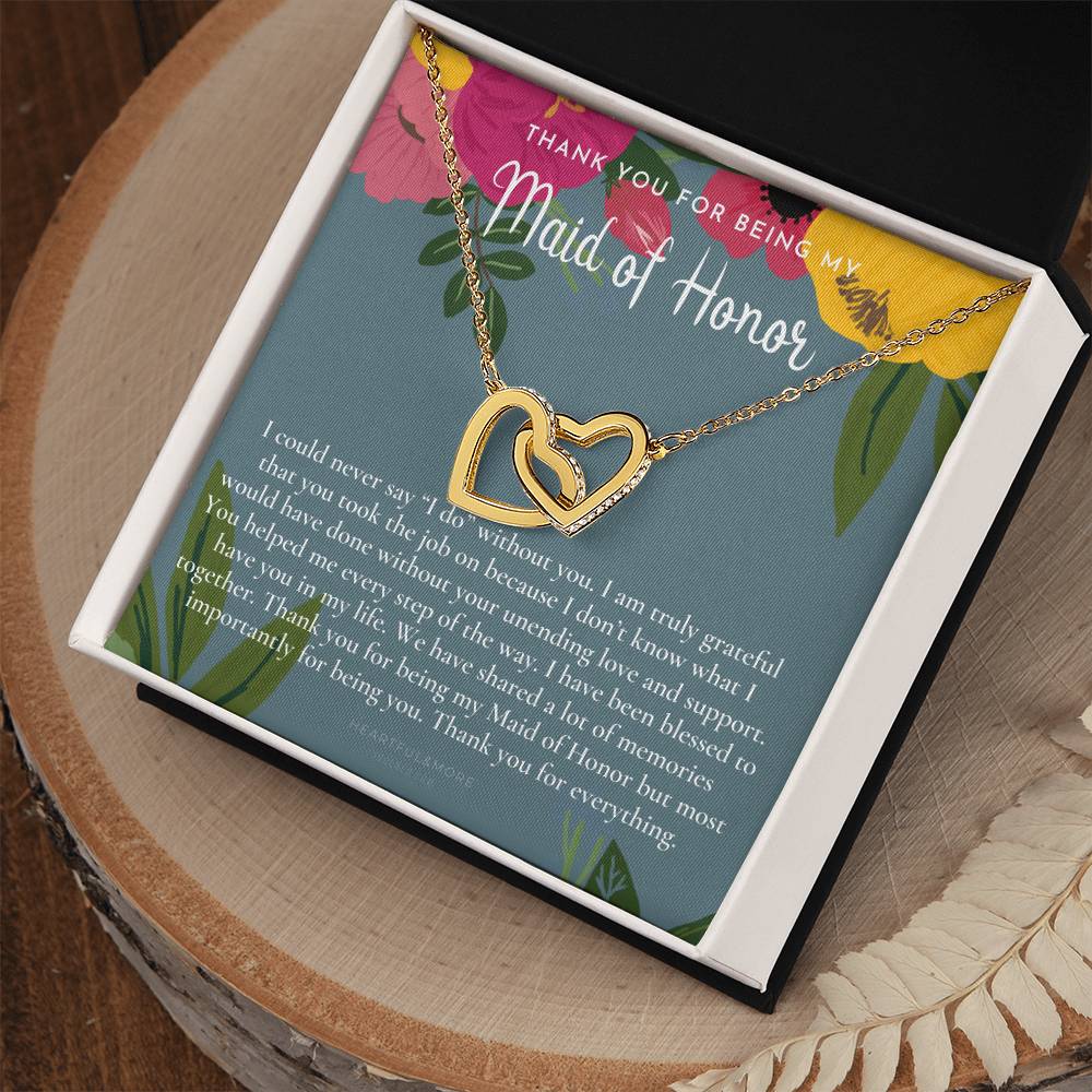Maid Of Honor Thank You Gift From Bride Bridesmaid Gift Maid Of Honor Gift Necklace Matron Of Honor Gift Thank You Gift From Bride Interlocking Hearts Necklace
