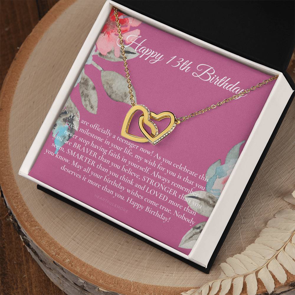 Gift For 13 Year Old Girl Gifts 13Th Birthday Girl 13Th Birthday Gift Thirteenth Birthday Necklace Teen Birthday Gift Official Teenager Interlocking Hearts Necklace