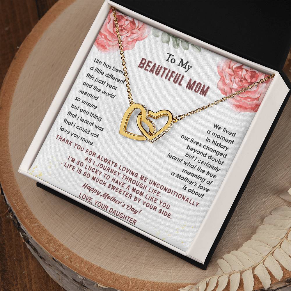 Gift For Mom - True Meaning Of A Mother'S Love - Interlocking Interlocking Hearts Necklace