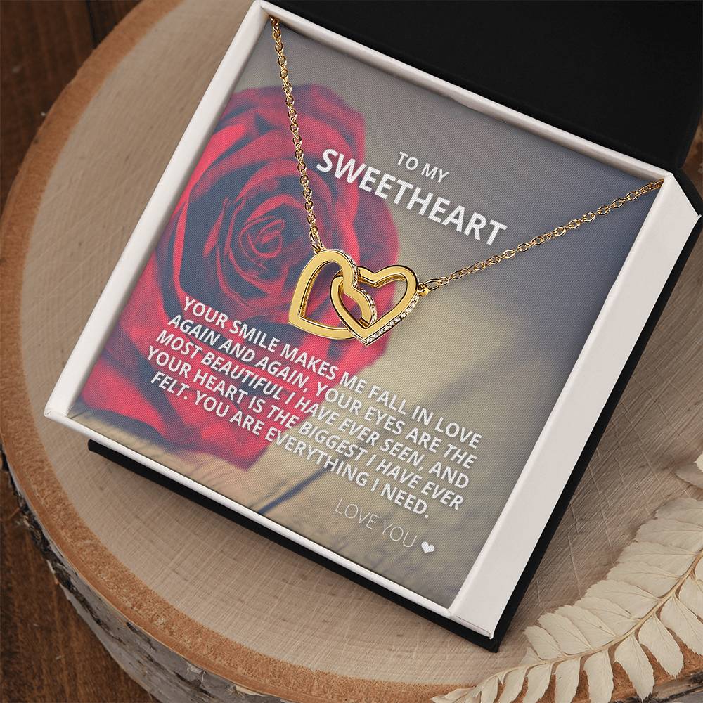 To My Sweetheart - You Are Everything I Need - Necklace Interlocking Hearts Necklace