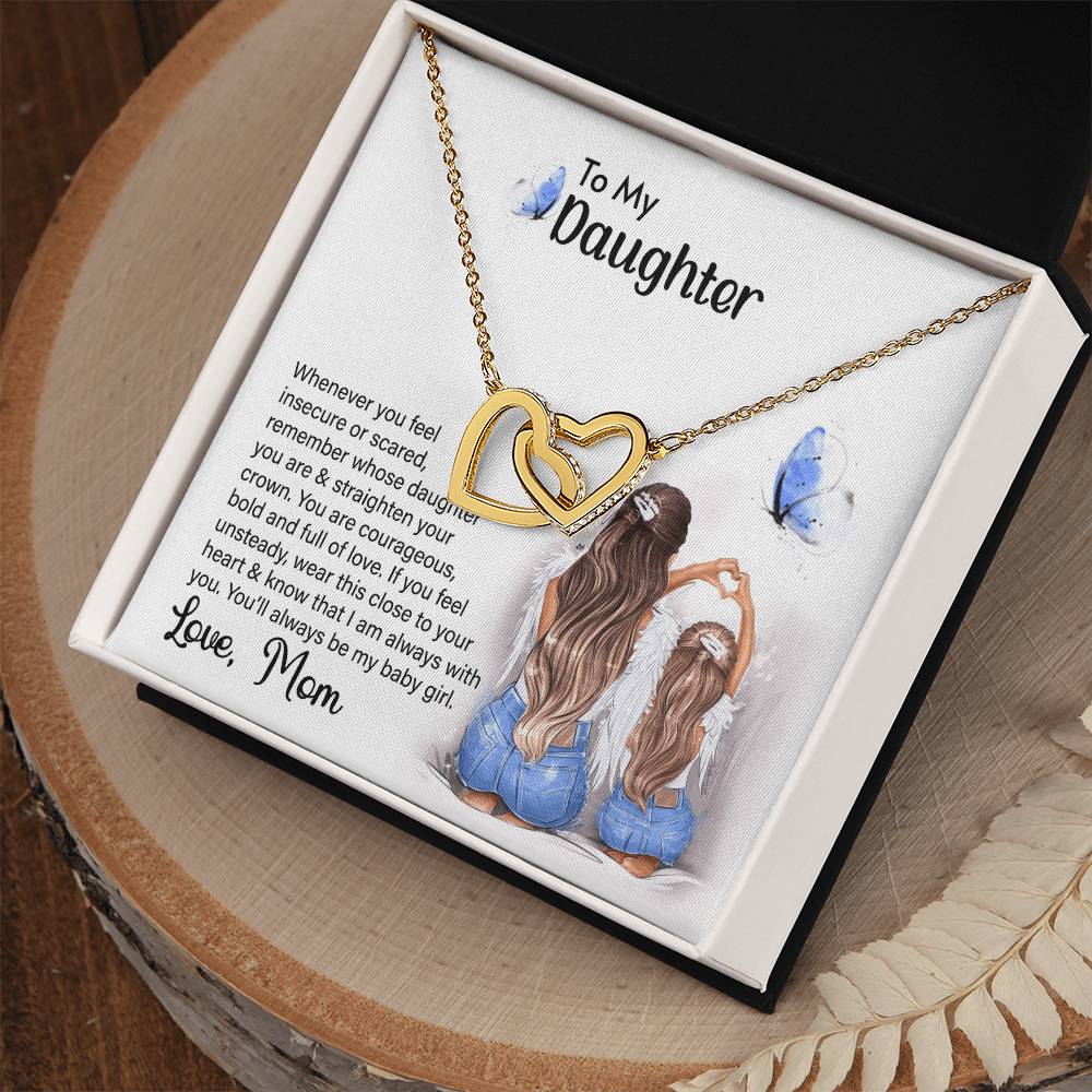 My Daughter Wear This Close To Your Heart. Interlocking Hearts Cubic Zirconia Diamond Pendant Interlocking Hearts Necklace