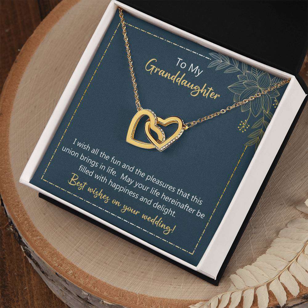To My Granddaughter May Your Life Filled With Happiness And Delight Necklace Interlocking Hearts Necklace
