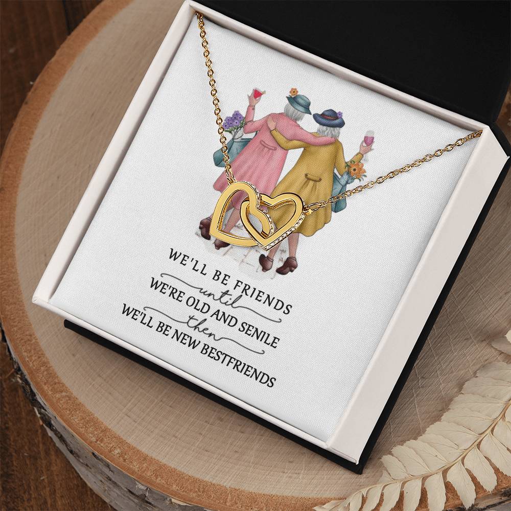 Friendship Interlocking Hearts Necklace - Friends Forever - F02