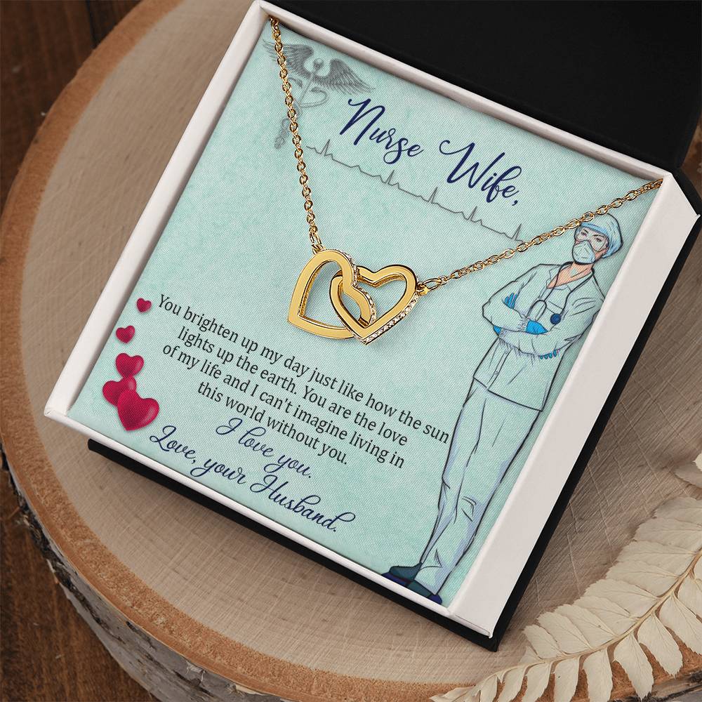 Nurse Wife - You Brighten Up My Day - Interlocking Hearts Necklace