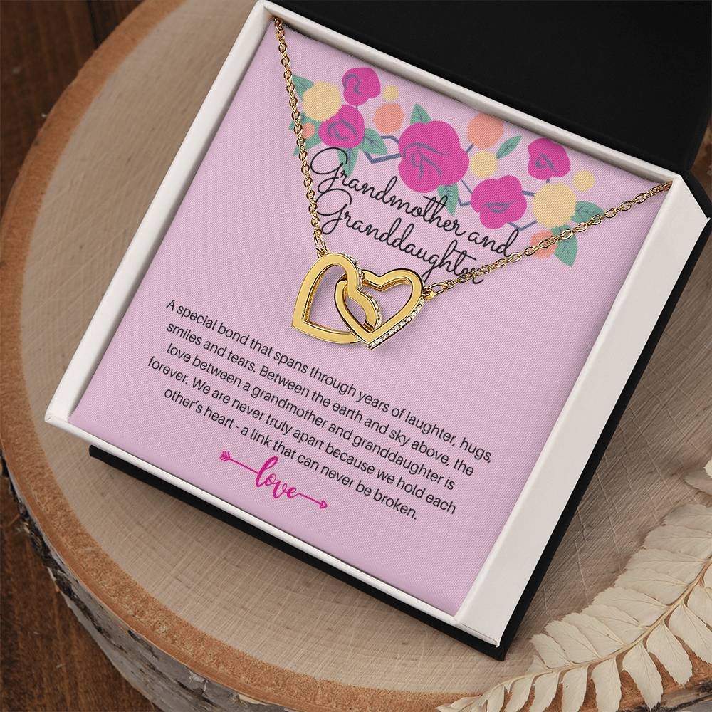 Grandmother And Granddaughter - A Special Bond So Strong It Cannot Be Broken Interlocking Hearts Necklace