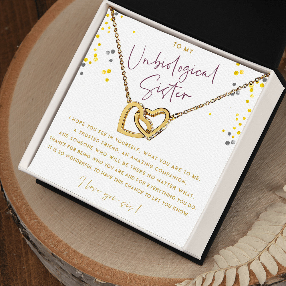 To My Unbiological Sister! Interlocking Hearts Necklace
