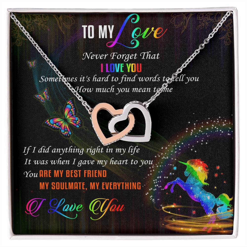 To My Love Lgbt Interlocking Hearts Necklace Message Card