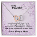 To My Daughter Always With You Never Ending Love Hearts Necklace Love Mom Interlocking Hearts Necklace