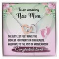 To An Amazing Mom- Gift For New Mom Interlocking Hearts Necklace