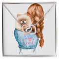 Dog Mom Pom Pomeranian Lovers Two Interlocking Hearts Gift Necklace Interlocking Hearts Necklace