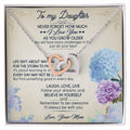 To My Daughter I Love You Interlocking Hearts Necklace Birthday Message Card