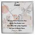 Distance Never Separates - Perfect Us Gift Interlocking Hearts Necklace