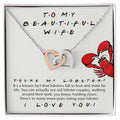 To My Beautiful Wife You'Re My Lobster Friends Tv Show Theme Double Hearts Necklace Valentine'S Day Anniversary Gift For Wife Interlocking Hearts Necklace