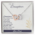 To My Daughter From Dad Interlocking Hearts Necklace Father To Daughter Gift Birthday Gift To Daughter From Dad Daughter Necklace