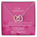 To My Girlfriend - You Take My Breath Away - Hearts Necklace Interlocking Hearts Necklace