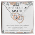 Unbiological Sister Gift Best Friend Necklace Soul Sister Bridesmaid Gift 18Kt Gold Sterling Silver Heart Pendant Jewelry Free Gift Box Interlocking Hearts Necklace