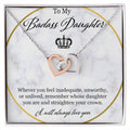 To My Badass Daughter Interlocking Hearts Necklace