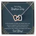 Baptism Gift - May God Keep You Safe Necklace Interlocking Hearts Necklace